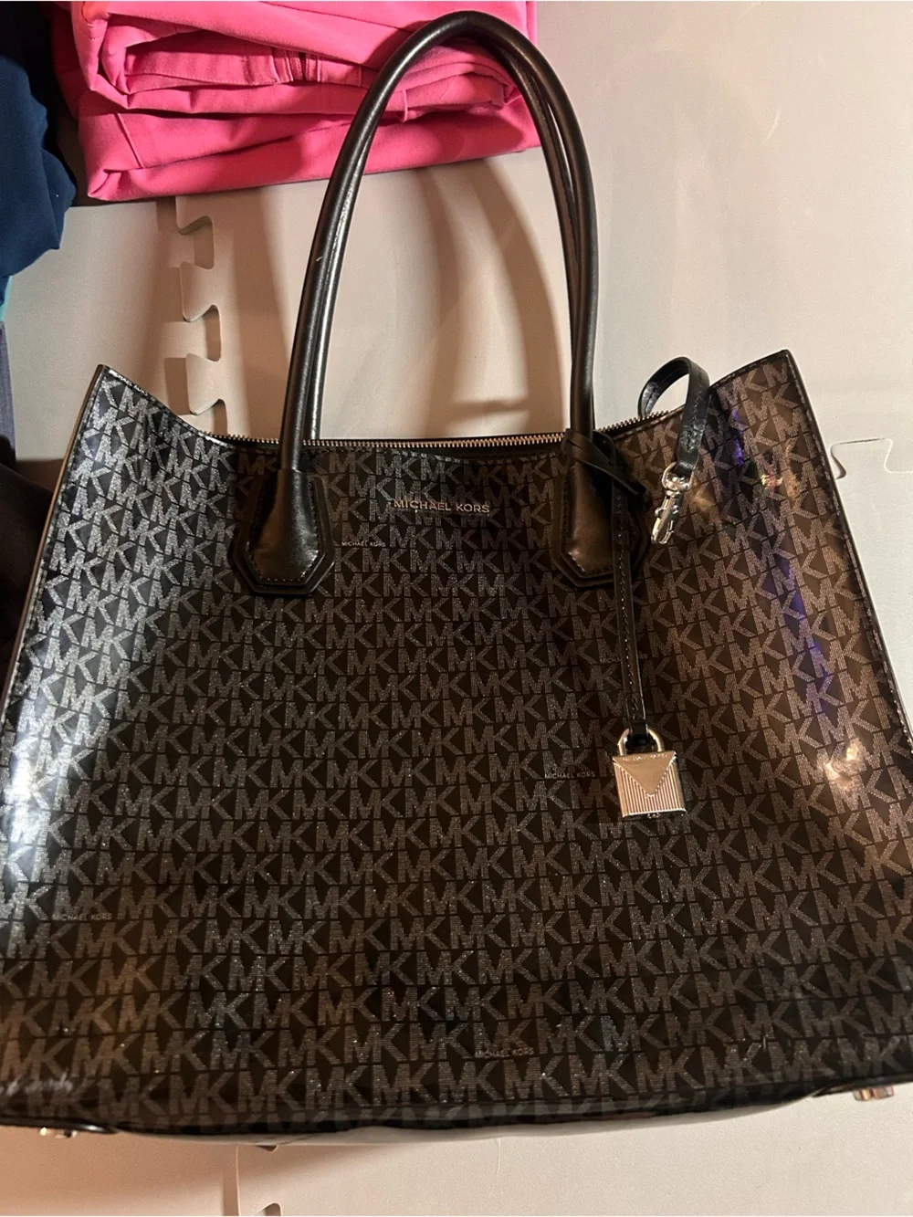 Micheal Kors XL Black Logo MercerTote